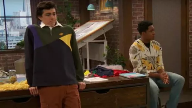Huf Mixed Up Mens Po­lo Rug­by Shirt worn by Neil (Felix Avitia) as seen in Raven's Home (S06E07)