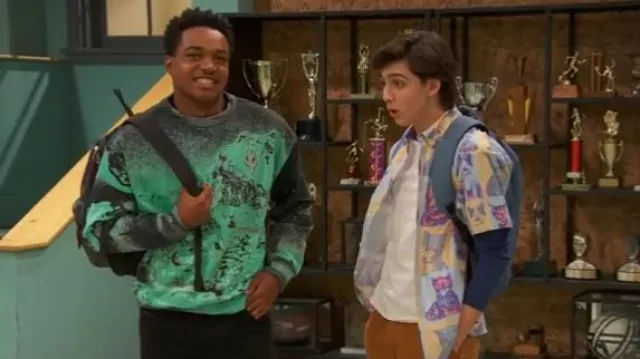 Nike Allover Print Fleece Crew worn by Booker Baxter (Issac Ryan Brown) as seen in Raven's Home (S06E09)