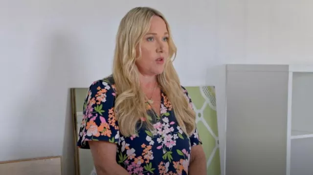 A New Day Navy Floral Dress worn by Sally as seen in Happy to be Home with the Benkos (S01E02)