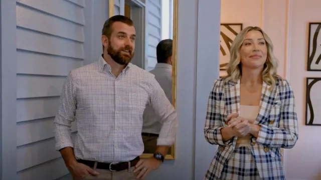 Veronica Beard Hosanna Plaid Tailored Dickey Jacket worn by Ashley as seen in Happy to be Home with the Benkos (S01E02)