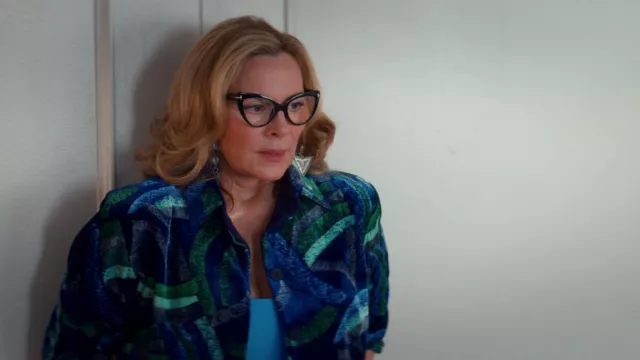 Armani Abstract Printed Shirt Jacket worn by Madolyn Addison (Kim Cattrall) as seen in Glamorous outfits (Season 1 Episode 3)