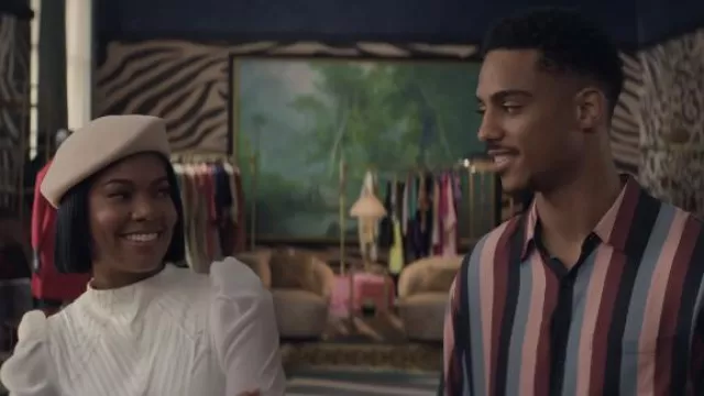 Sandro Striped shirt worn by Eric (Keith Powers) as seen in The Perfect Find