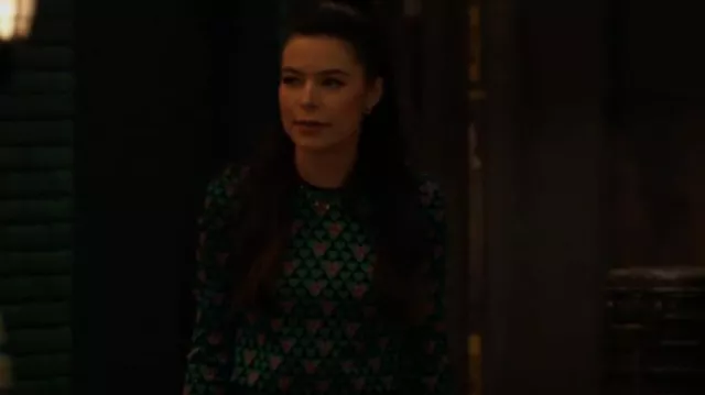 Diane Von Furstenberg Roberta Sweater in Dot Snake & Fall Green worn by Carly Shay (Miranda Cosgrove) as seen in iCarly (S03E05)
