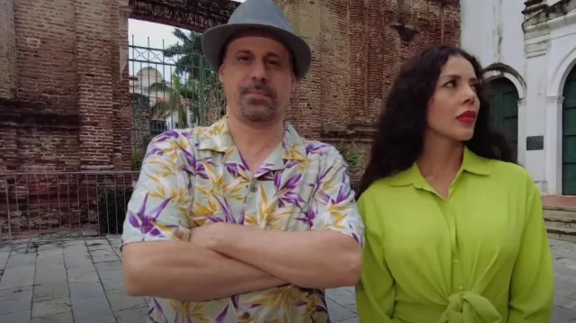 George Men's Printed Button Front Shirt With Short Sleeves worn by Gino Palazzolo as seen in 90 Day Fiancé: Before the 90 Days (S06E04)