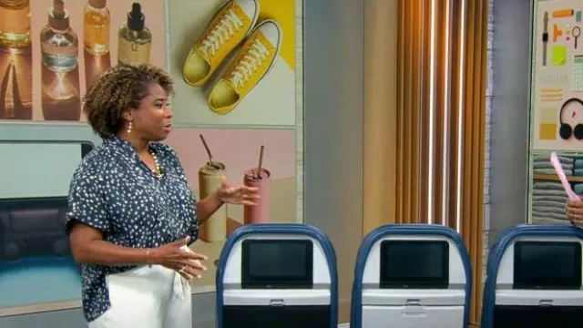 Ann Taylor Drop Shoulder Popover Top usado por Gayle Bass como se ve en CBS Mornings el 20 de junio de 2023