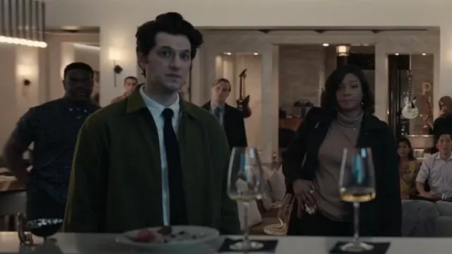 The Elder Statesman Cobra Wool & Cashmere Blend Zip Jacket worn by Yasper (Ben Schwartz) as seen in The Afterparty (S01E01)