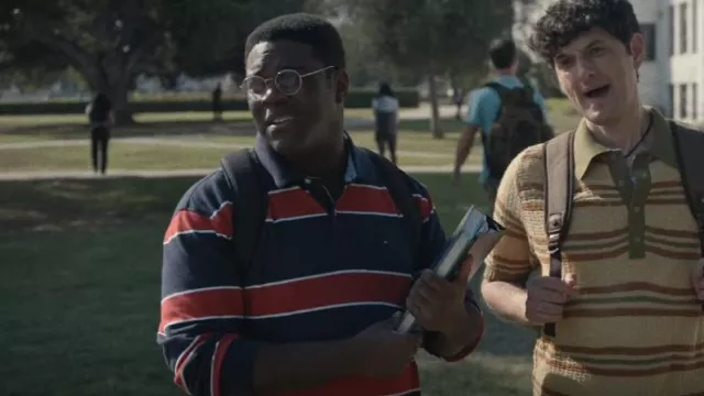 Tommy Hilfiger Mens Classic Fit Long Sleeve Rugby Polo worn by Aniq (Sam Richardson) as seen in The Afterparty (S01E05)