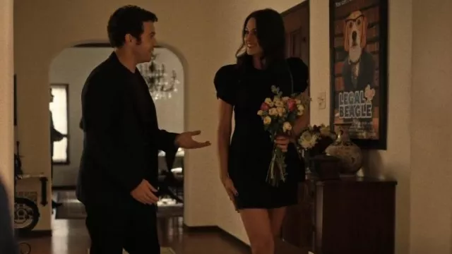 1. State Puff Short Sleeve Crew Neck Knit Mi­ni Dress worn by Tatiana (Kelen Coleman) as seen in The Afterparty (S01E07)