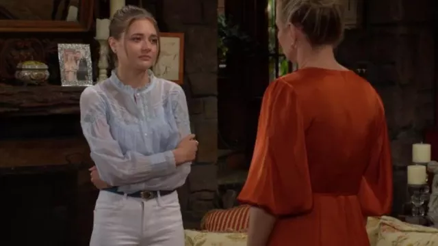 Ba&sh Irene Top worn by  Faith Newman(Reylynn Caster) as seen in The Young and the Restless on June 11, 2023