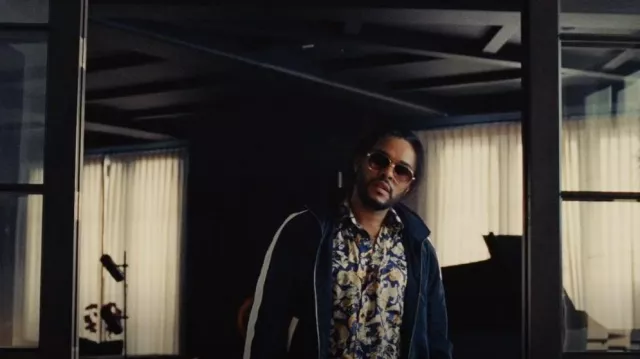 Saint laurent Black Mono­gram Zipped Jack­et worn by Tedros (The Weeknd) as seen in The Idol (S01E05)
