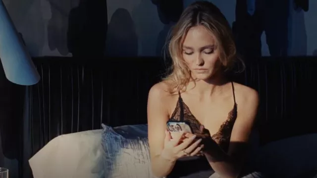Maje Silk Satin And Lace Top worn by Jocelyn (Lily-Rose Depp) as seen in The Idol (S01E05)