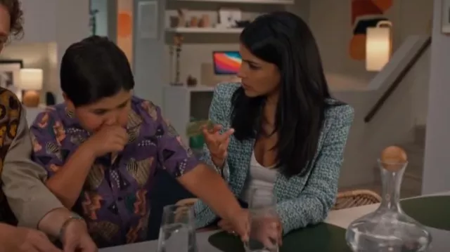 Zara But­toned Tex­tured Weave Blaz­er worn by Dawn (Nazneen Contractor) as seen in Children Ruin Everything (S02E11)