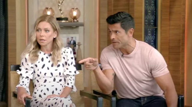 Reformation Carolena Dress worn by Kelly Ripa as seen in LIVE with Kelly and Mark on July 5, 2023