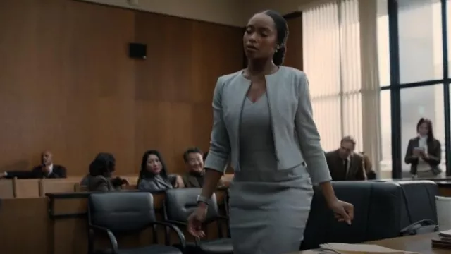 Ted Baker Michah Cropped Textured Jacket worn by Andrea Freemann (Yaya DaCosta) as seen in The Lincoln Lawyer (S02E03)