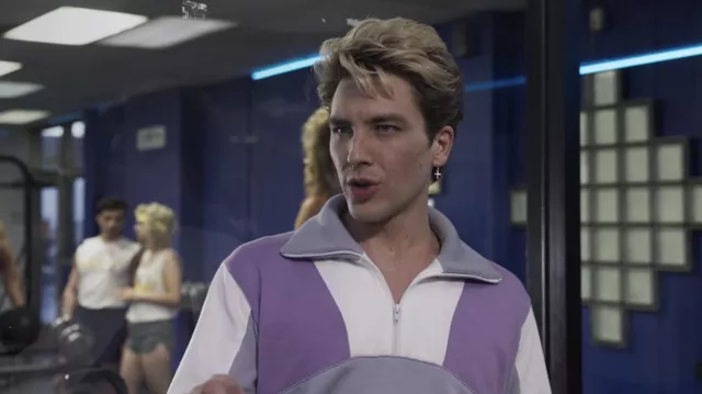 Color block zip sweater worn by Xavier Plympton (Cody Fern) in American Horror Story: 1984 (Season 9 Episode 1)