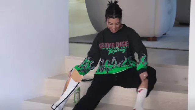 Vintage Grave Digger Long Sleeve Shirt worn by Kourtney Kardashian