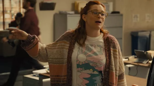 Velvet by Graham & Spencer Lara Striped Button Front Cardigan worn by Hannah (Rachel Bloom) as seen in Reboot (S01E06)