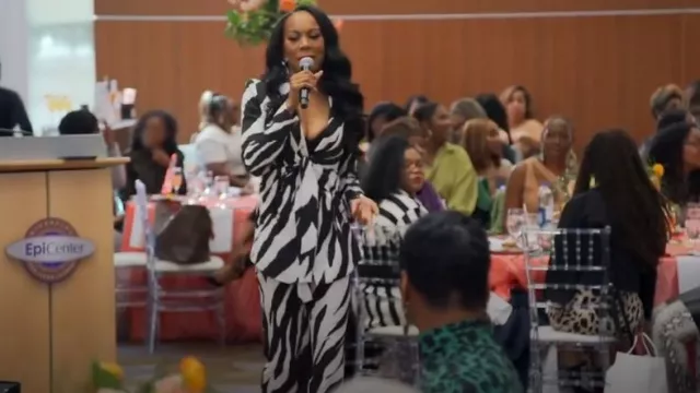 4th and Reckless Satin Pants in Zebra Print worn by Sanya Richards-Ross as seen in The Real Housewives of Atlanta (S15E09)