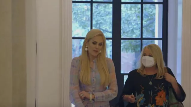 Veronica Beard Evangeline Plaid Long Sleeve Silk Maxi Dress worn by Kameron Westcott as seen in The Real Housewives of Dallas (S05E14)