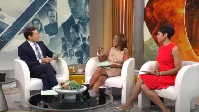 Vestido de Ted Baker Kamylia usado por Jericka Duncan visto en CBS Mornings el 12 de julio de 2023