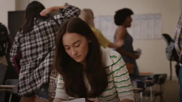 Sandro Pointelle-Knit Cotton-Blend Polo Shirt worn by Belly (Lola Tung) as seen in The Summer I Turned Pretty (S02E01)