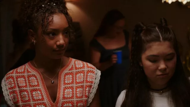 Maje Two Color Crochet Dress worn by Nicole (Summer Madison) as seen in The Summer I Turned Pretty (S02E01)