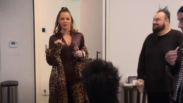 Skims All-in-one Shine Mock Neck Long Sleeve Onesie worn by Khloé Kardashian as seen in The Kardashians (S03E08)