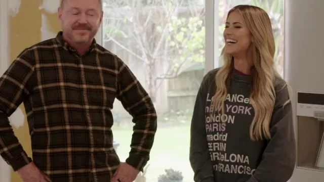 Anine Bing City Love Sweat­shirt worn by Christina El Moussa as seen in Christina on the Coast (S05E06)