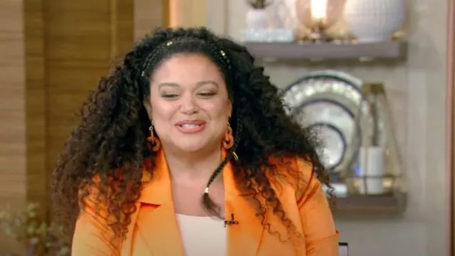Eloquii Oversized Satin Blazer worn by Michelle Buteau as seen in LIVE with Kelly and Mark on July 13, 2023
