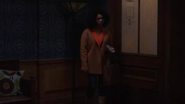 Lafayette 148 New York Lawson Clay and Ember Orange Reversible Wool Cashmere Jacket worn by Candace Murchison (Regina Hall) as seen in The Best Man: The Final Chapters (S01E06)