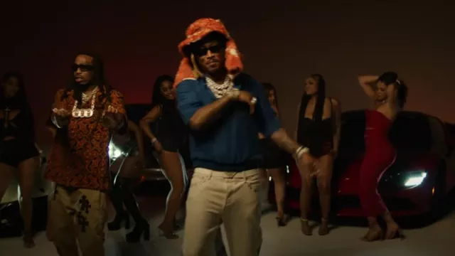 Prada Triangle Logo Buckle Belt worn by Future in his Turn Your Clic Up (Official Music Video) with Quavo