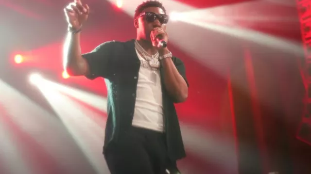 Sinclair Global Black Di­a­mond Cro­chet Shorts worn by Rob49 in  Skeme feat. G Herbo