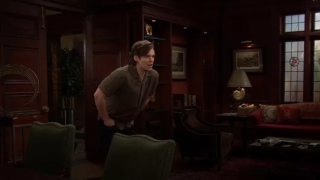 Rag and Bone Avery Shirt in Camo worn by  R.J. Forrester (Joshua Hoffman) as seen in The Bold and the Beautiful on  June 27, 2023