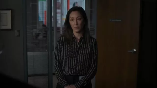 Nili Lotan Ga­ia print­ed silk shirt worn by Dr. Audrey Lim (Christina Chang) as seen in The Good Doctor (S06E21)