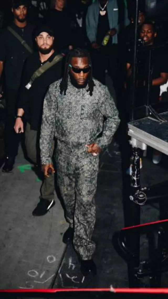Louis Vuitton Black Monogram & Matte Black LV Initiales Belt worn by Burna Boy on his Instagram account @burnaboygram