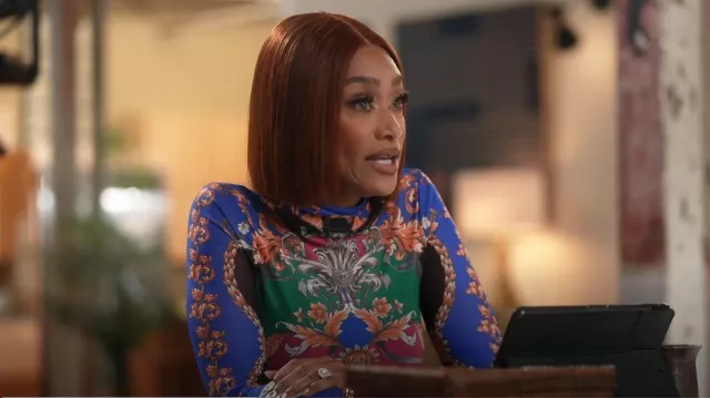 Afrm Zadie Top In Blue worn by Tami Roman as seen in Caught in the Act: Unfaithful (S02E02)