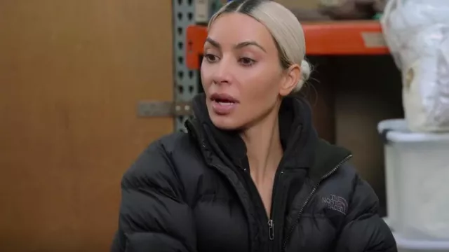 The North Face Nuptse Cropped Jack­et worn by Kim Kardashian as seen in The Kardashians (S03E09)