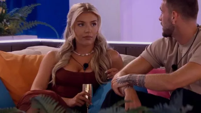 Oh Polly Lucilla Twist Strap Mesh Midi Dress worn by Molly Marsh as seen in Love Island (S10E45)