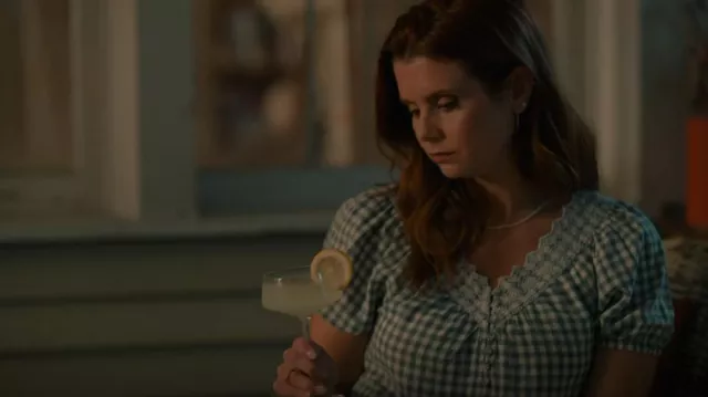 Madewell Embroidered Linen-Blend Swing Top in Gingham Check worn by Maddie Townsend (JoAnna Garcia) as seen in Sweet Magnolias (S03E06)
