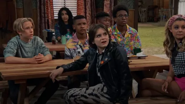 H&M Hoodie in Mint Green Splatter Print worn by Jake Jacobs (Luke Busey) as seen in BUNK'D (S06E25)
