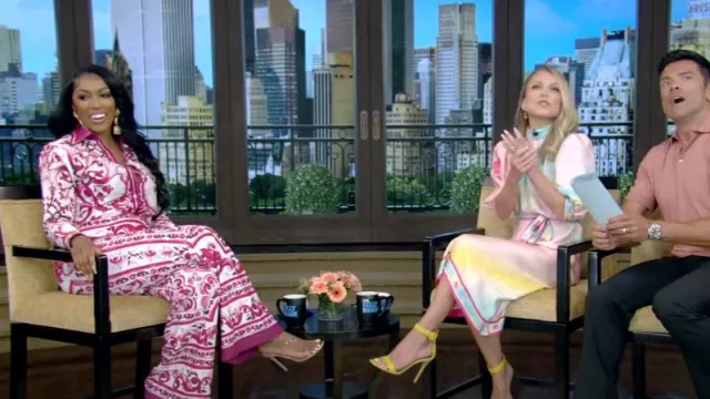 Dolce And Gabbana Majolica Cotton Poplin Button-Up Shirt worn by Porsha Williams as seen in LIVE with Kelly and Mark on July 24, 2023
