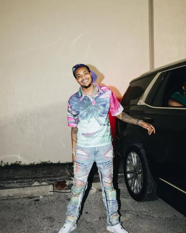 Who Decides War Pink & Green Palm Tree Po­lo worn by G Herbo on his Instagram account @nolimitherbo
