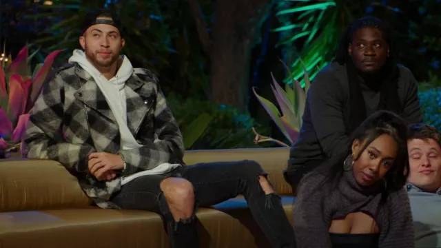 Pierre Balmain Wool Checkered Biker Jacket worn by Cole Cook as seen in Claim to Fame (S02E05)