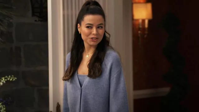 Reformation Varenne Cashmere Sweater & Camisole In Parisian Blue worn by Carly Shay (Miranda Cosgrove) as seen in iCarly (S03E10)