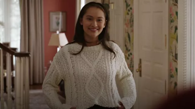Free People Cutting Edge Cable Sweater worn by Belly (Lola Tung) as seen in The Summer I Turned Pretty (S02E05)