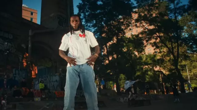 Merch Wu-Tang Clan White Swords T-Shirt porté par Burna Boy dans Big 7 (Official Music Video)