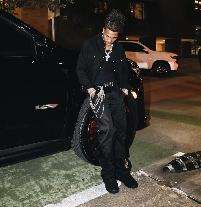 Chrome Hearts Black Leather Roller Belt worn by Lil Baby on his ...