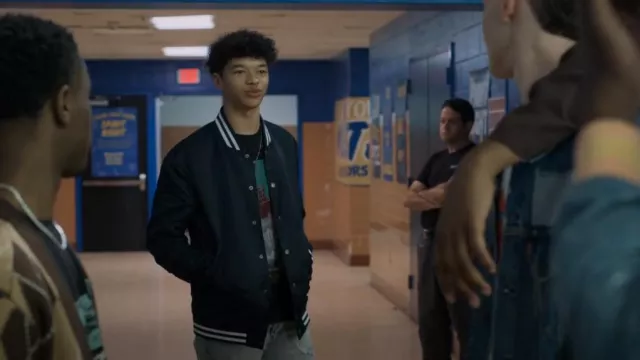 Tommy Hilfiger Twill Bomber In Navy worn by LJ Ryder (Shannon Brown) as seen in Swagger (S02E03)