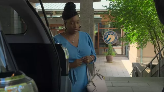 Tommy Hilfiger Chambray Wrap Dress worn by Angie Jarrett (Tracey Bonner) as seen in Swagger (S02E02)