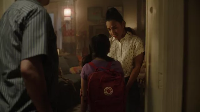 Fjallraven Backpack in red worn by Aurora (Lydia Martinez) as seen in This Fool (S02E07)